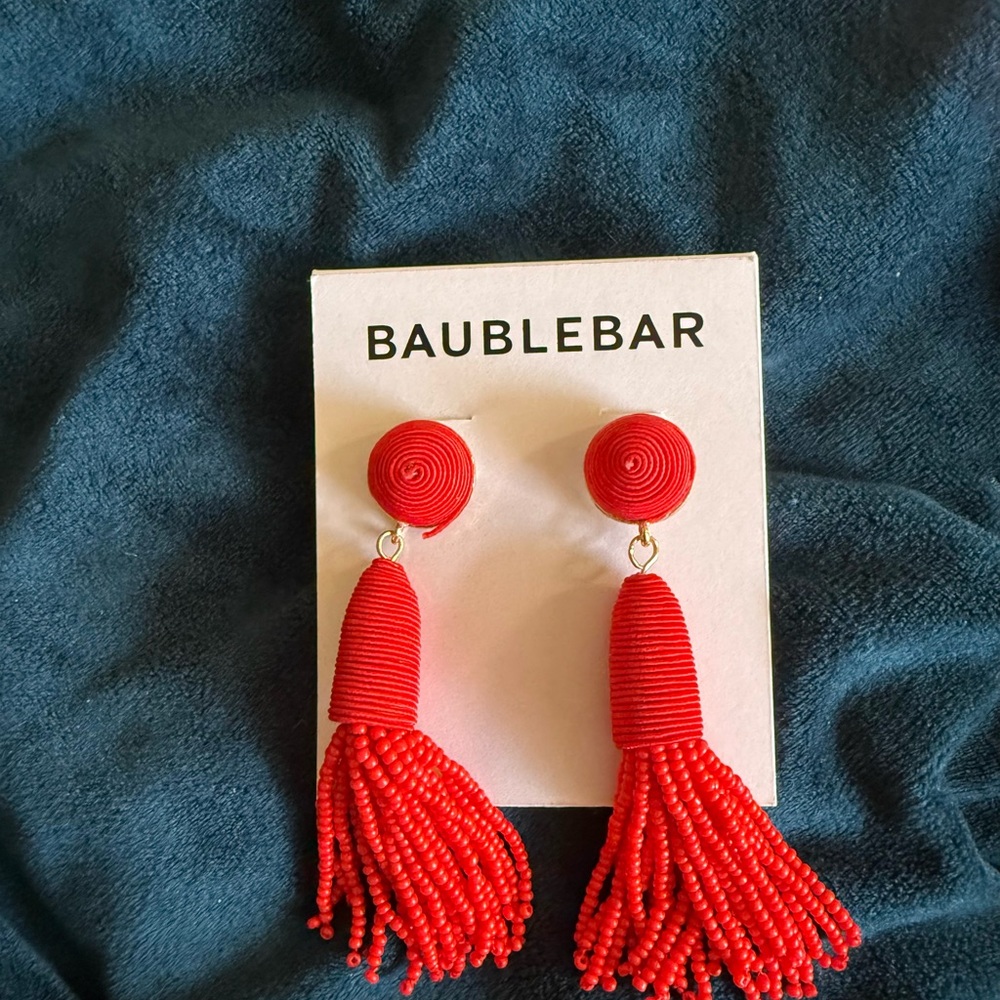 BaubleBar Bold Red Tassel Earrings
